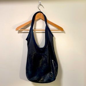 Rough & Tumble Blue Leather Hobo Bag